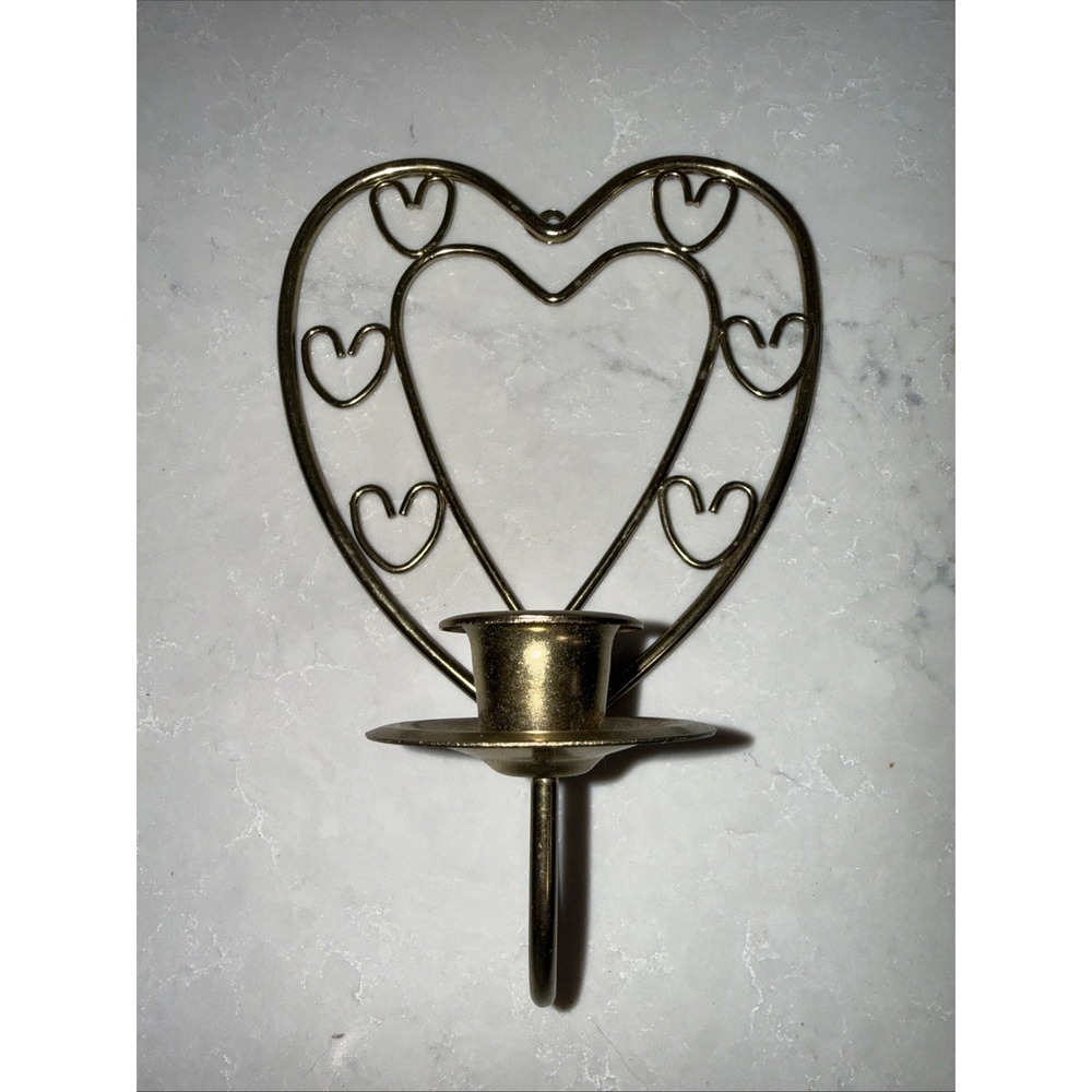 Heart Brass Tone Wall Candle Holders 6x8